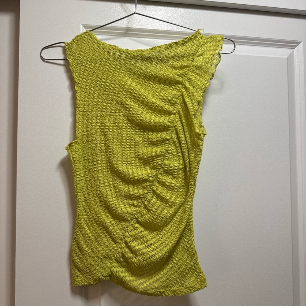 Women's Top Shop Chartreuse Textured Top